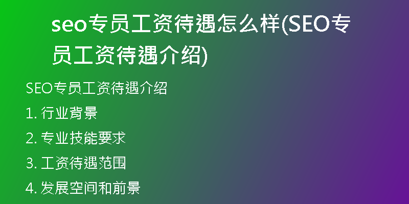 seo专员工资待遇怎么样(SEO专员工资待遇介绍)