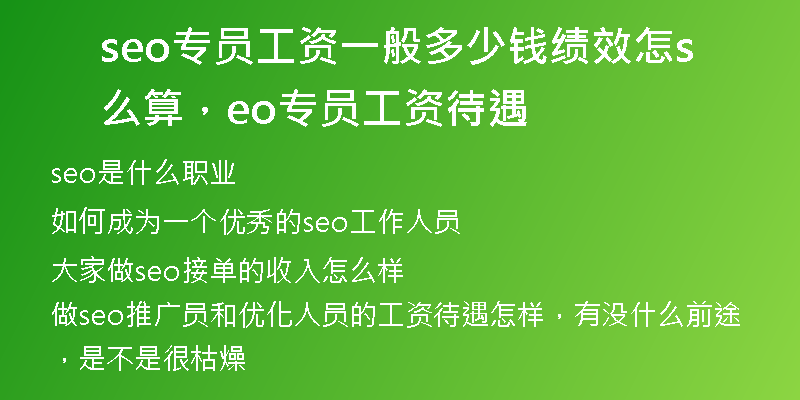 seo专员工资一般多少钱绩效怎么算,seo专员工资待遇