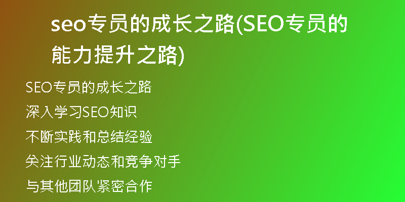 seo专员的成长之路(SEO专员的能力提升之路)