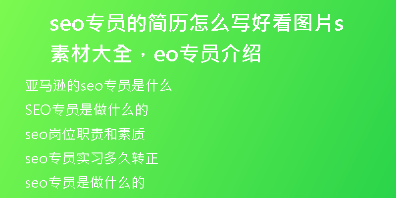 seo专员的简历怎么写好看图片素材大全,seo专员介绍
