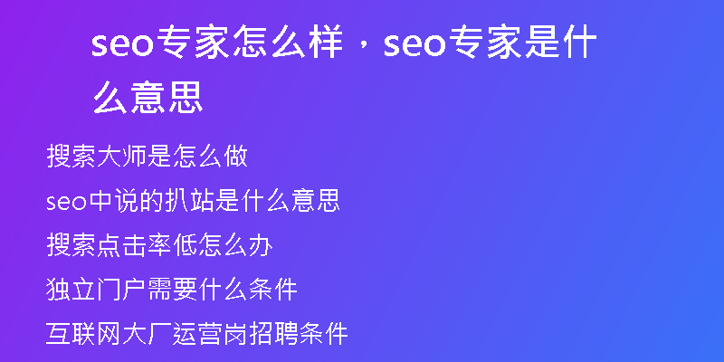 seo专家怎么样,seo专家是什么意思