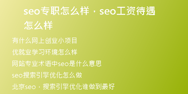 seo专职怎么样，seo工资待遇怎么样