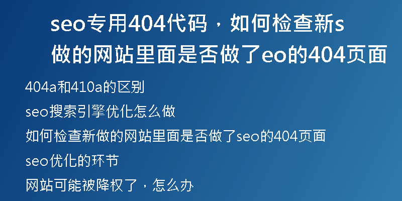 seo专用404代码，如何检查新做的网站里面是否做了seo的404页面