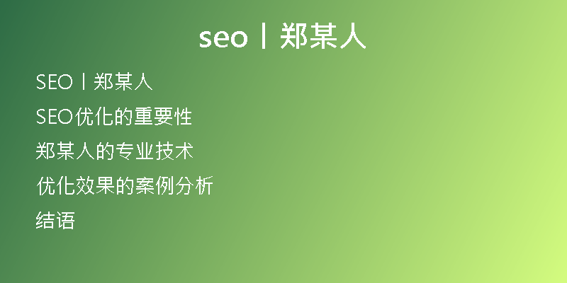 seo丨郑某人