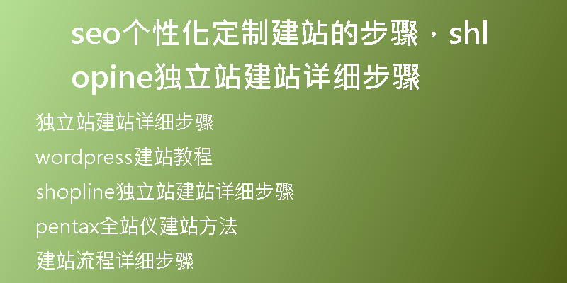 seo个性化定制建站的步骤，shopline独立站建站详细步骤