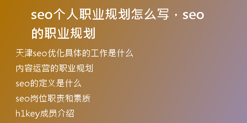 seo个人职业规划怎么写，seo的职业规划