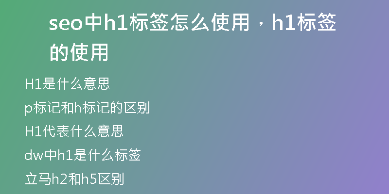 seo中h1标签怎么使用，h1标签的使用