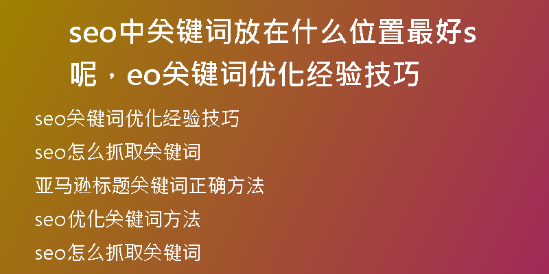 seo中关键词放在什么位置最好呢，seo关键词优化经验技巧