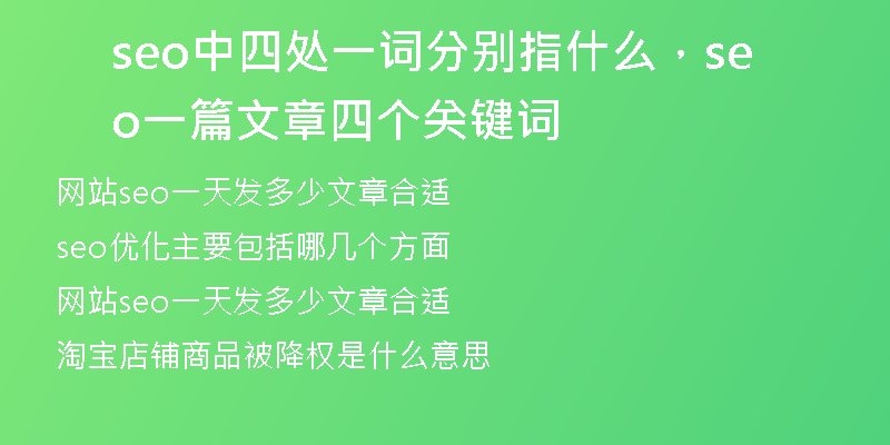 seo中四处一词分别指什么,seo一篇文章四个关键词