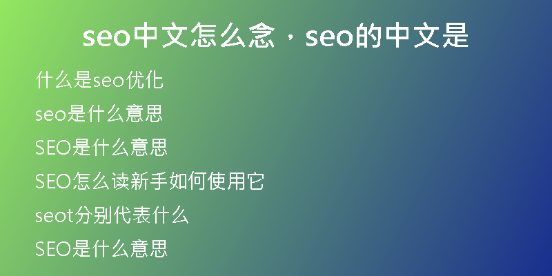 seo中文怎么念,seo的中文是