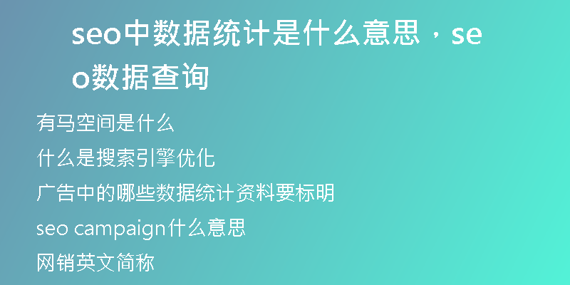 seo中数据统计是什么意思,seo数据查询