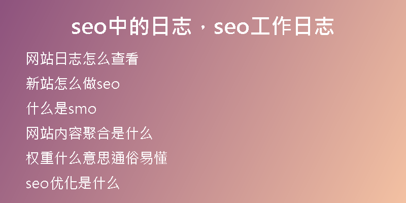 seo中的日志，seo工作日志