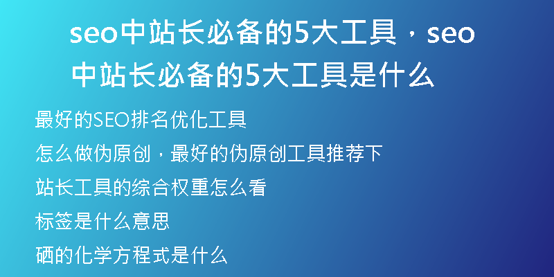 seo中站长必备的5大工具，seo中站长必备的5大工具是什么