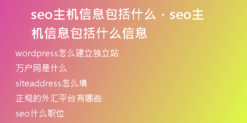 seo主机信息包括什么，seo主机信息包括什么信息