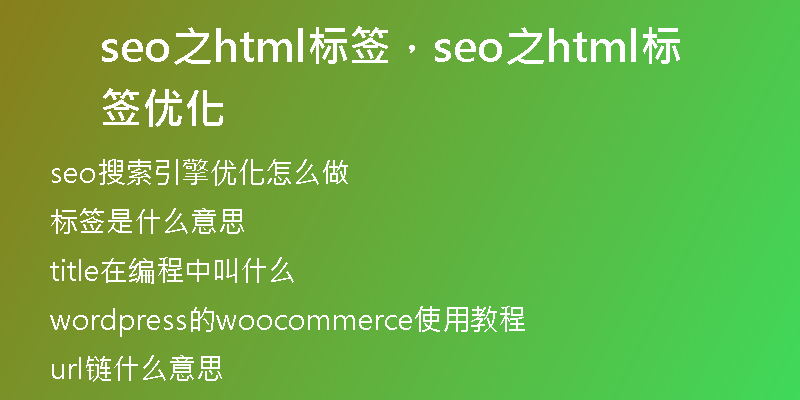 seo之html标签，seo之html标签优化