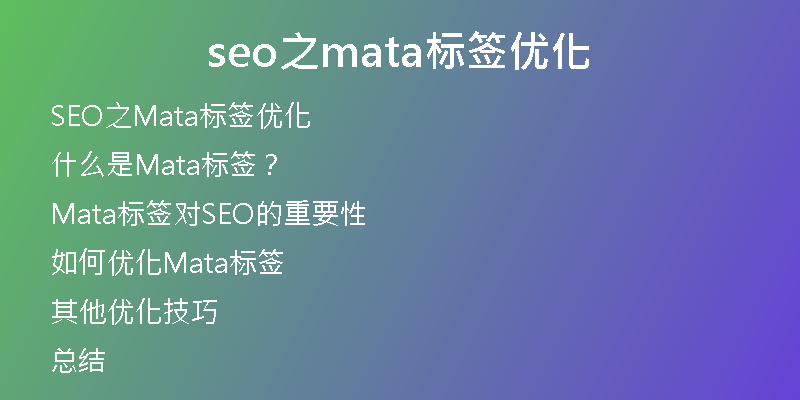 seo之mata标签优化