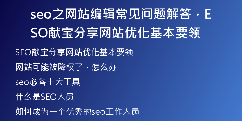 seo之网站编辑常见问题解答，SEO献宝分享网站优化基本要领