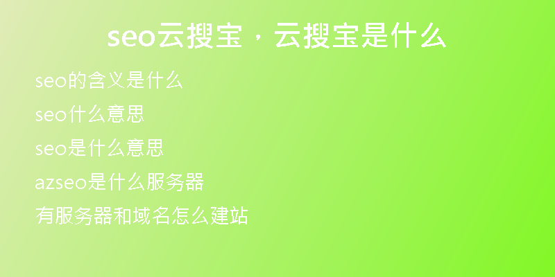 seo云搜宝，云搜宝是什么