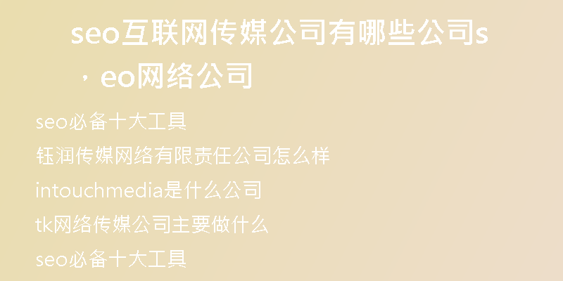 seo互联网传媒公司有哪些公司，seo网络公司