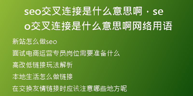 seo交叉连接是什么意思啊，seo交叉连接是什么意思啊网络用语
