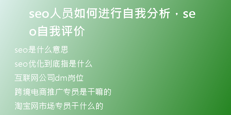 seo人员如何进行自我分析,seo自我评价