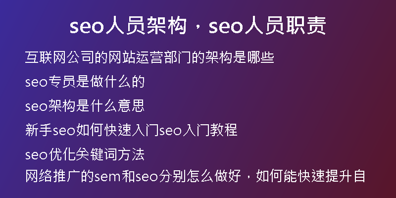 seo人员架构，seo人员职责