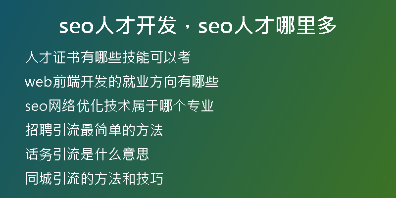 seo人才开发，seo人才哪里多