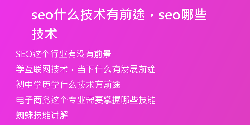 seo什么技术有前途,seo哪些技术