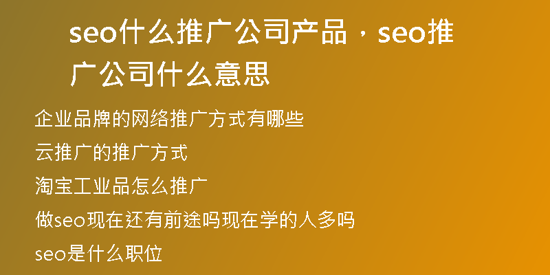 seo什么推广公司产品，seo推广公司 什么意思