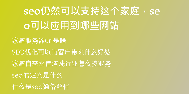 seo仍然可以支持这个家庭，seo可以应用到哪些网站