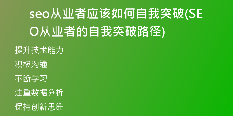seo从业者应该如何自我突破(SEO从业者的自我突破路径)
