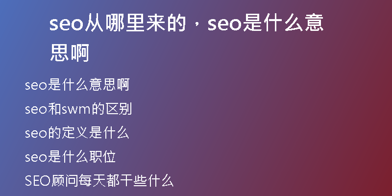 seo从哪里来的，seo是什么意思啊