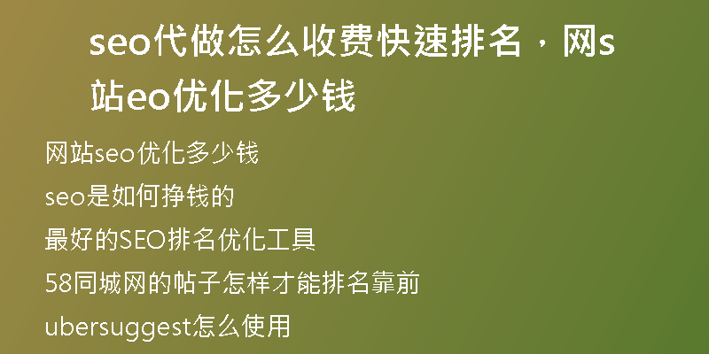 seo代做怎么收费快速排名，网站seo优化多少钱