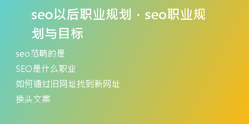 seo以后职业规划，seo职业规划与目标
