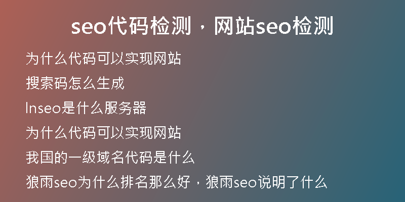 seo代码检测，网站seo检测