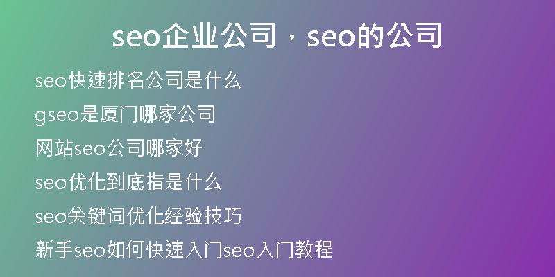 seo企业公司，seo的公司