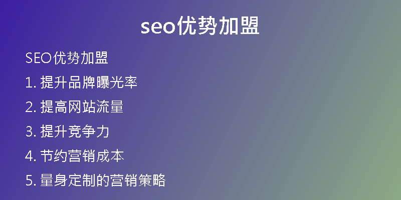 seo优势加盟