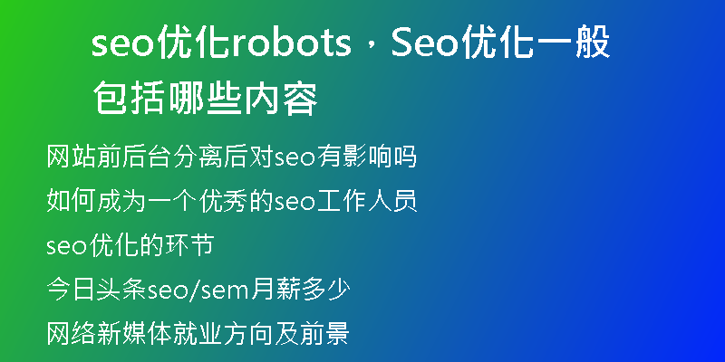 seo优化robots，Seo优化一般包括哪些内容