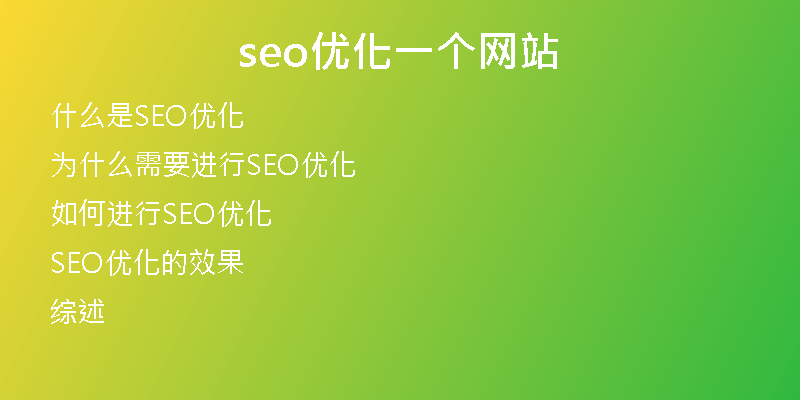 seo优化一个网站