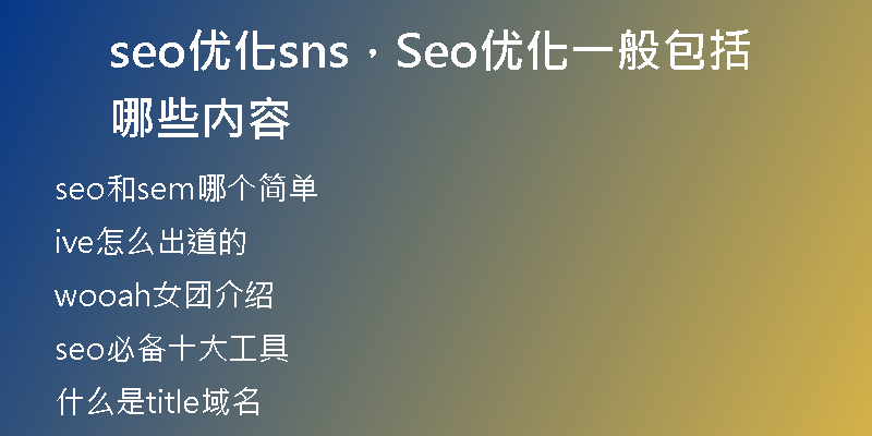 seo优化sns，Seo优化一般包括哪些内容