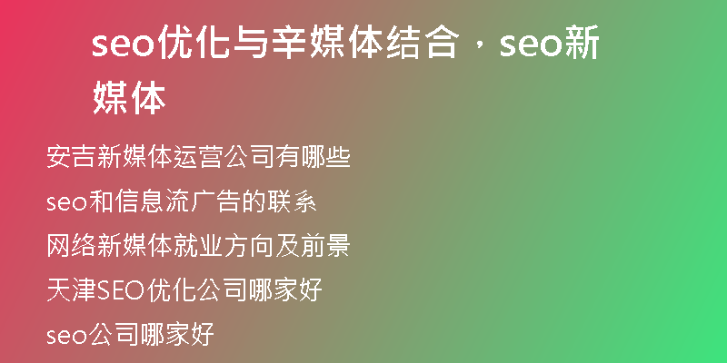 seo优化与辛媒体结合，seo新媒体