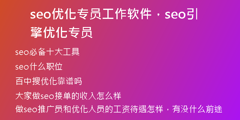 seo优化专员工作软件，seo引擎优化专员
