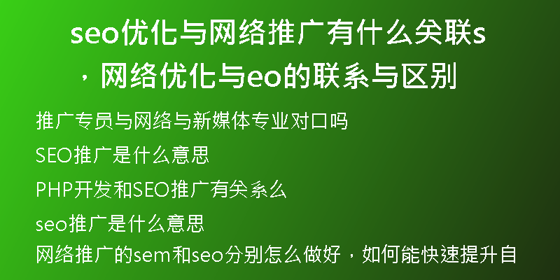 seo优化与网络推广有什么关联，网络优化与seo的联系与区别