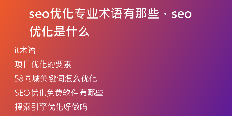 seo优化专业术语有那些，seo 优化是什么