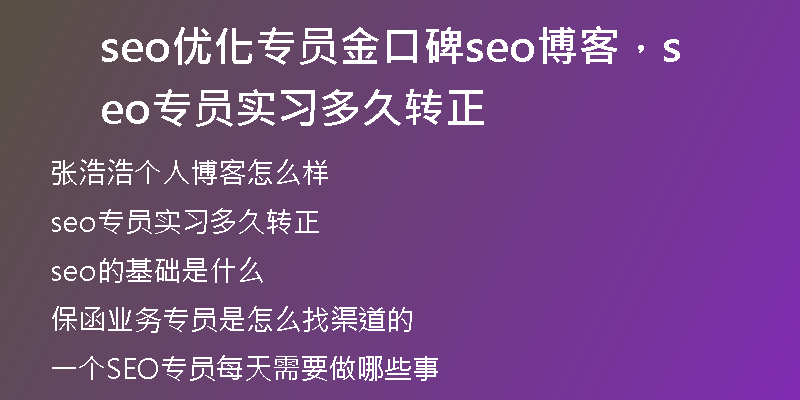 seo优化专员金口碑seo博客,seo专员实习多久转正