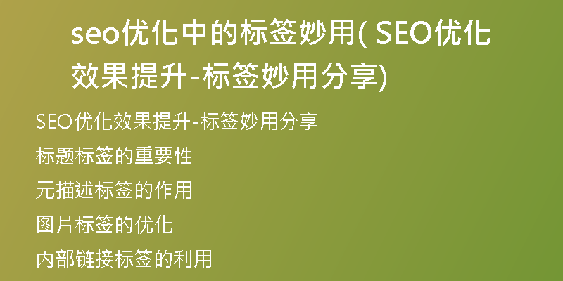 seo优化中的标签妙用( SEO优化效果提升-标签妙用分享)