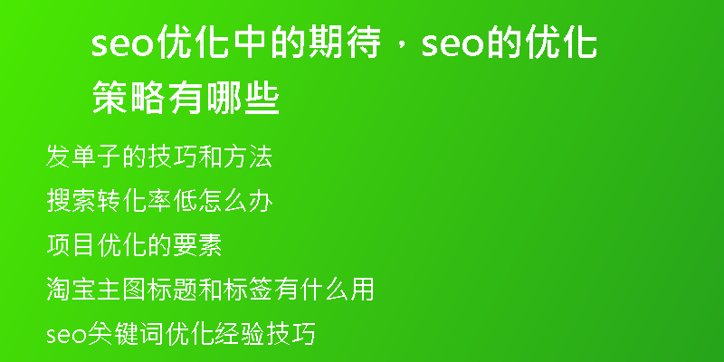seo优化中的期待，seo的优化策略有哪些