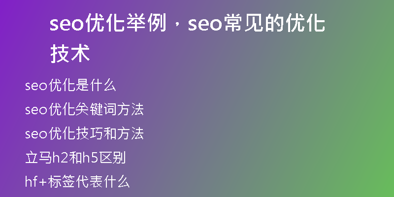 seo优化举例，seo常见的优化技术