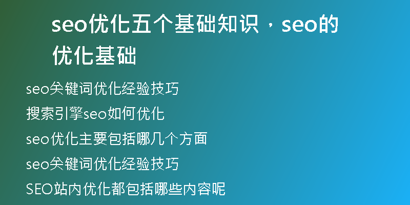 seo优化五个基础知识，seo的优化基础