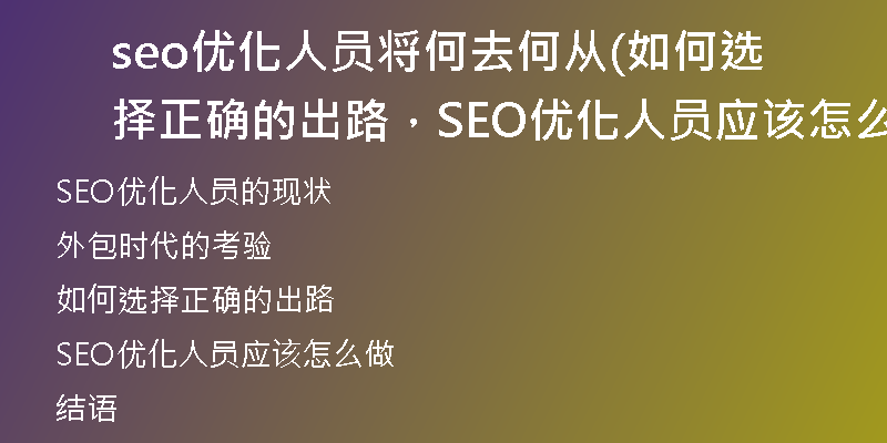 seo优化人员将何去何从(如何选择正确的出路，SEO优化人员应该怎么做)